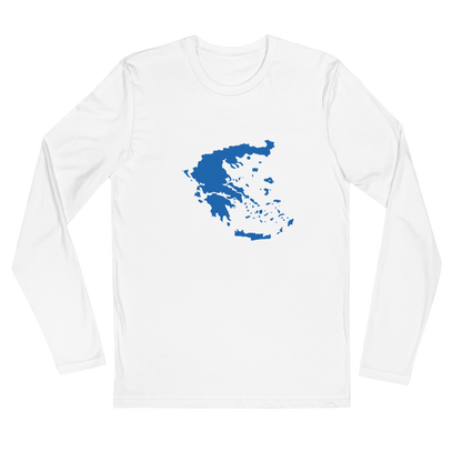 Unisex T-shirt featuring a blue and white map of Greece, M size.