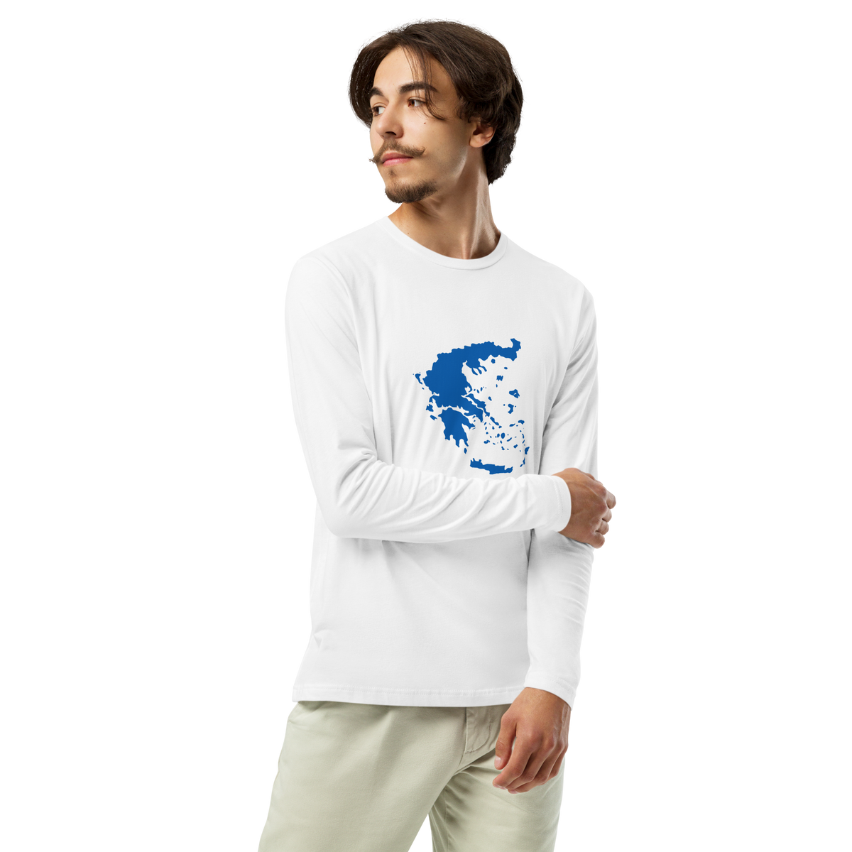 Unisex T-shirt featuring a blue and white map of Greece, 2XL size.