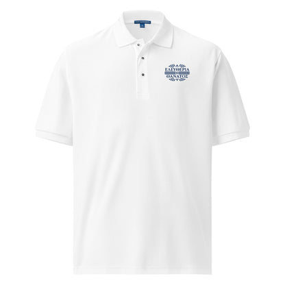 Men's polo featuring the Eleftheria i Thanatos (Freedom or Death) Greek phrase design, S size.