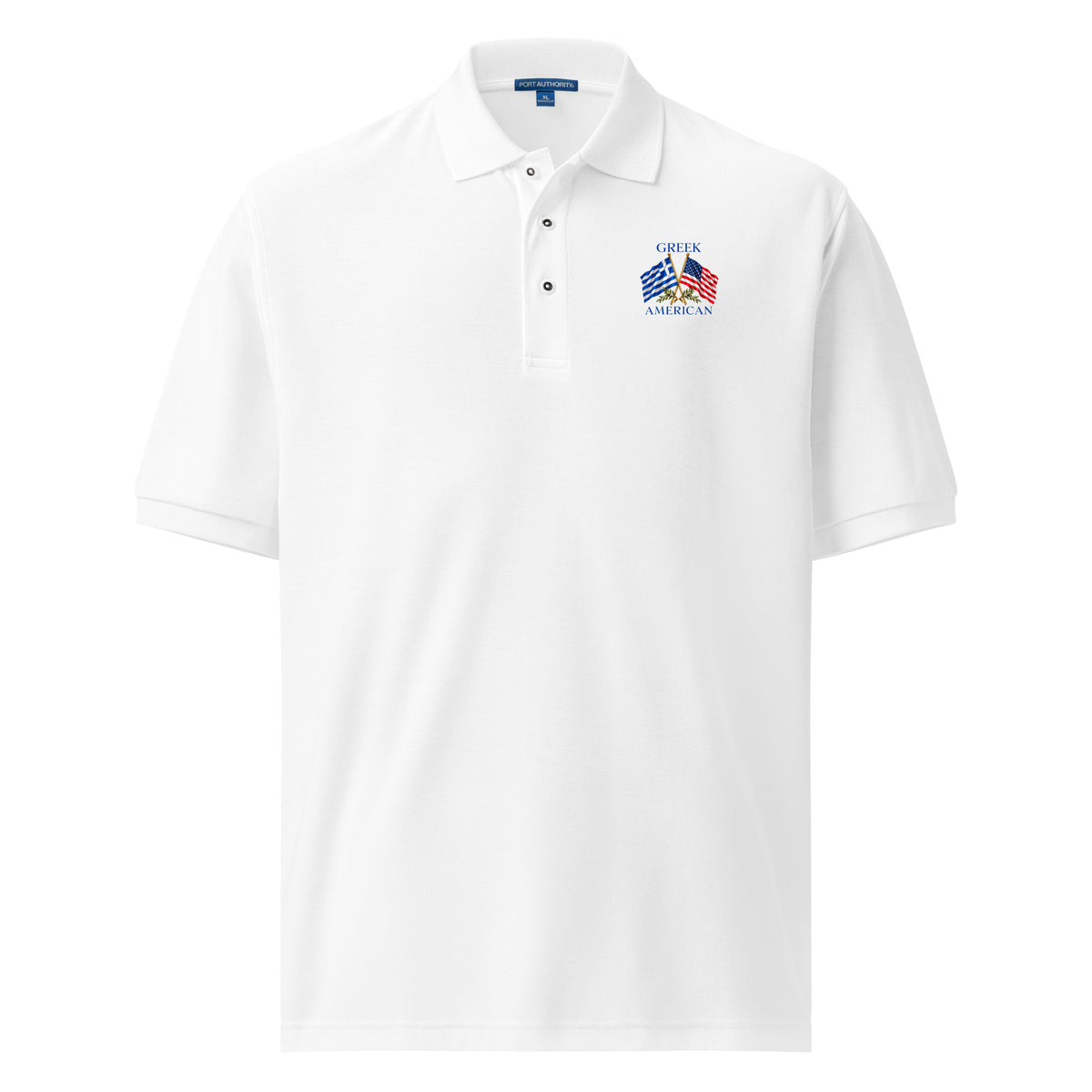 Greek America Flags with Olive Branches White Polo Shirt