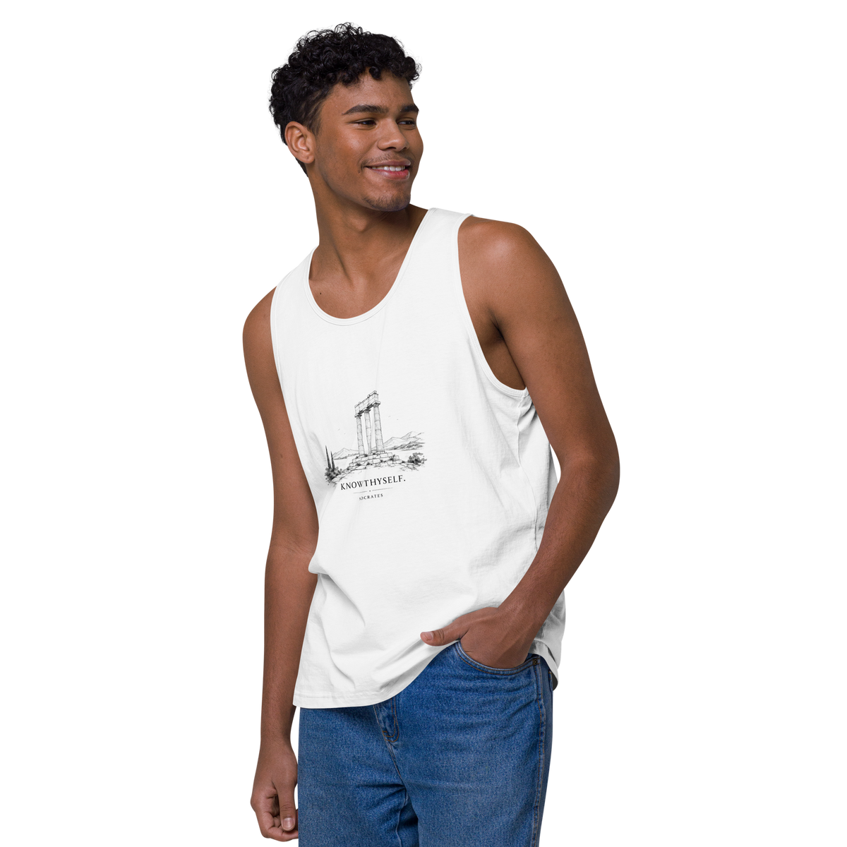 Unisex tank top featuring the Know Thyself design, M size.