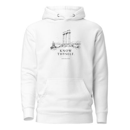 Unisex hoodie featuring the Know Thyself design, L size.