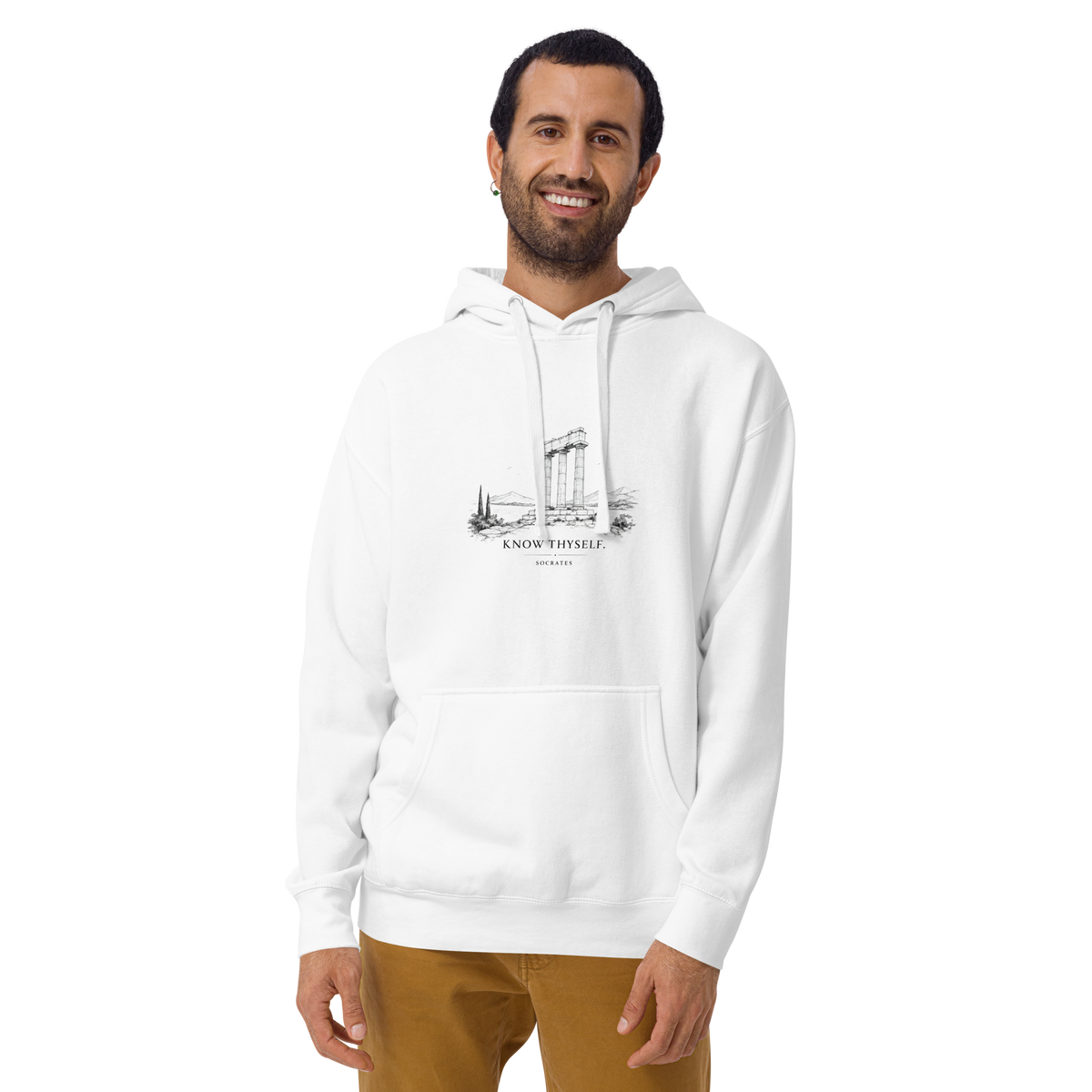 Unisex hoodie featuring the Know Thyself design, XL size.