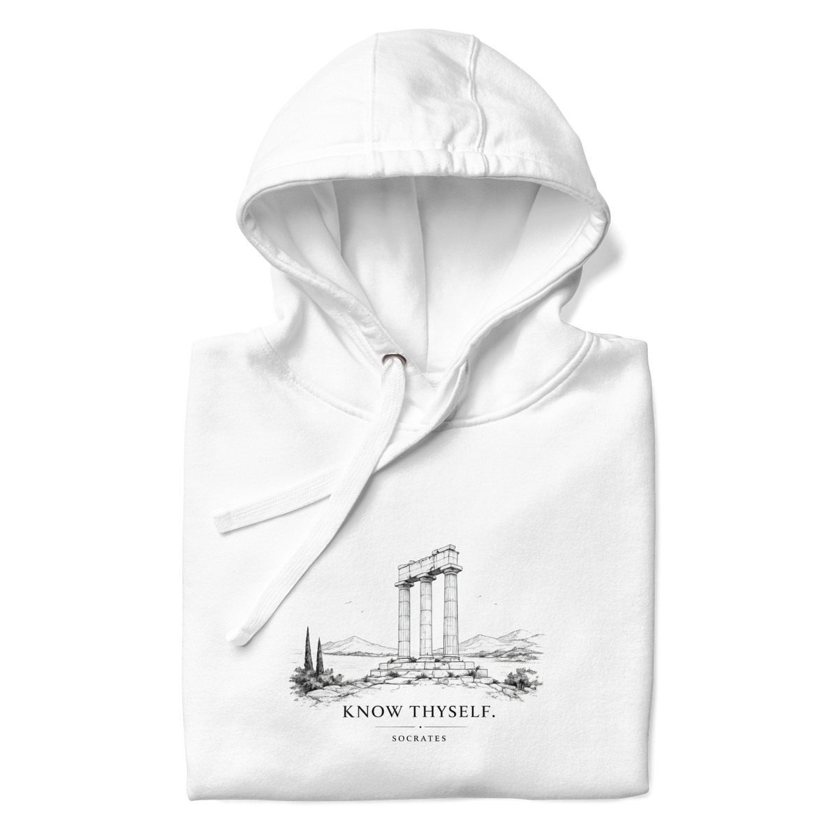 Unisex hoodie featuring the Know Thyself design, S size.
