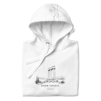 Unisex hoodie featuring the Know Thyself design, S size.