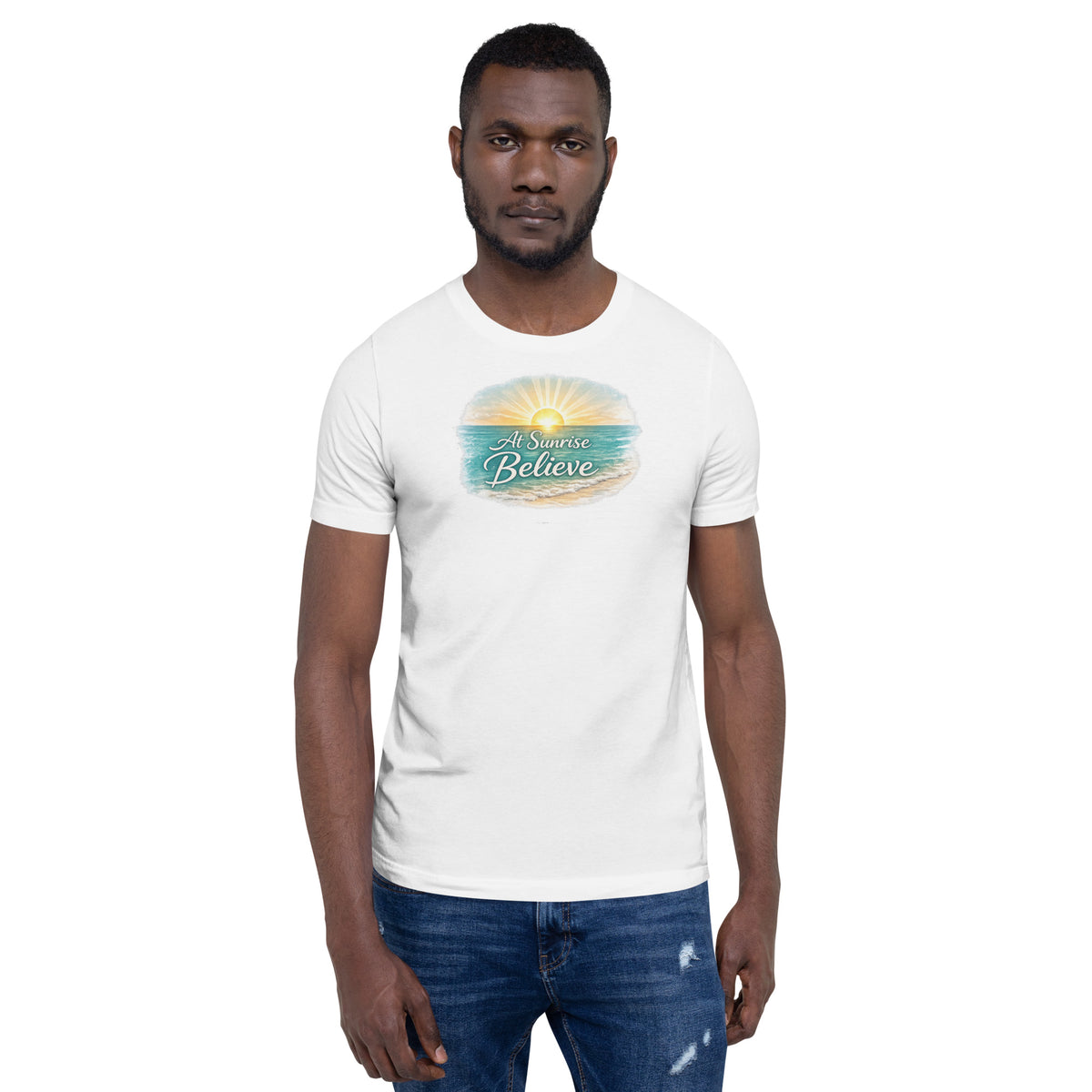 Unisex T-shirt featuring a Dream & Believe design, L size.
