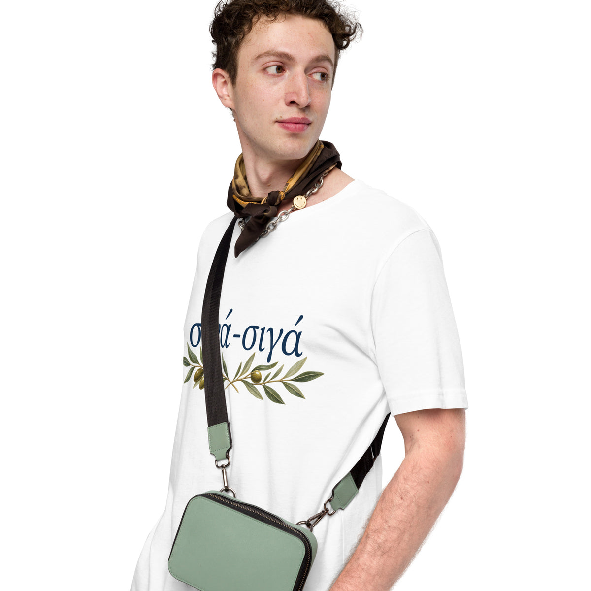 Unisex T-shirt featuring the Σιγά Σιγά (little by little) design, S size.